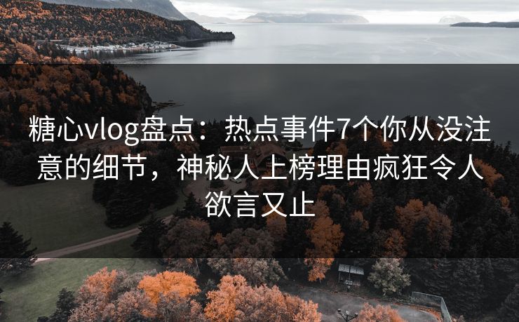 糖心vlog盘点：热点事件7个你从没注意的细节，神秘人上榜理由疯狂令人欲言又止