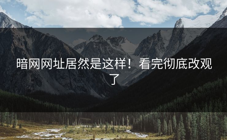 暗网网址居然是这样！看完彻底改观了