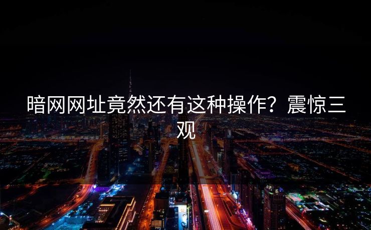 暗网网址竟然还有这种操作？震惊三观