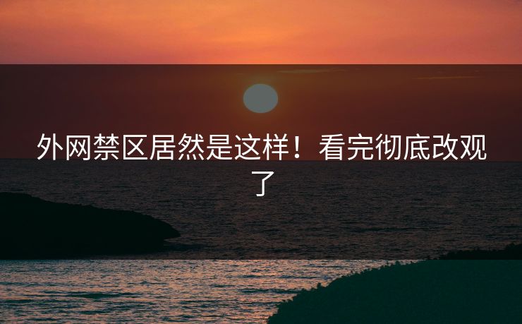 外网禁区居然是这样！看完彻底改观了
