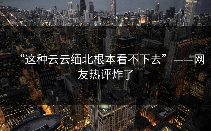 “这种云云缅北根本看不下去”——网友热评炸了