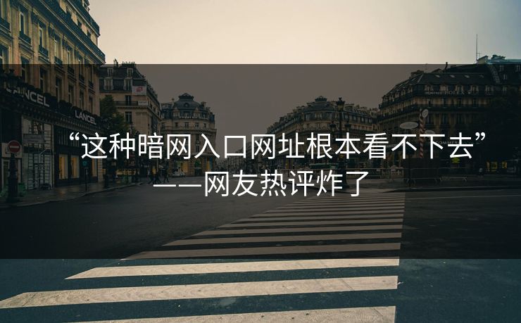 “这种暗网入口网址根本看不下去”——网友热评炸了