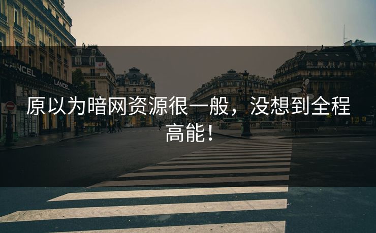 原以为暗网资源很一般，没想到全程高能！