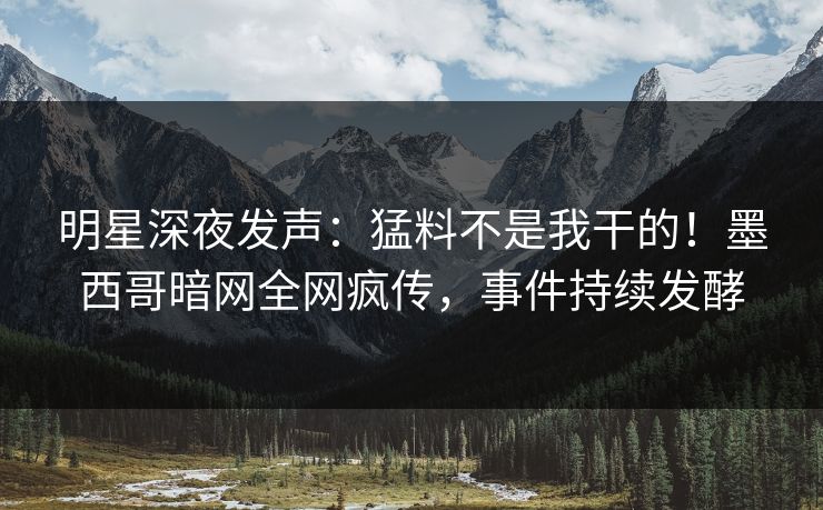 明星深夜发声：猛料不是我干的！墨西哥暗网全网疯传，事件持续发酵