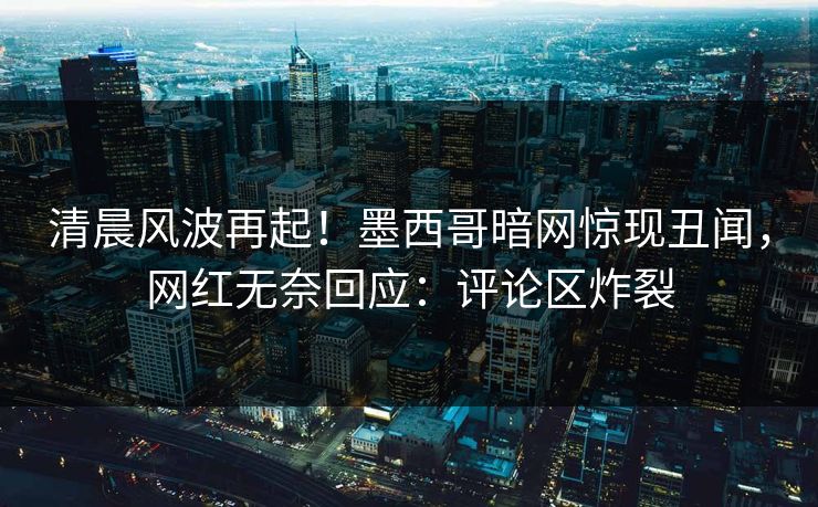 清晨风波再起！墨西哥暗网惊现丑闻，网红无奈回应：评论区炸裂
