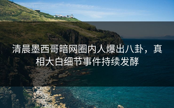 清晨墨西哥暗网圈内人爆出八卦，真相大白细节事件持续发酵