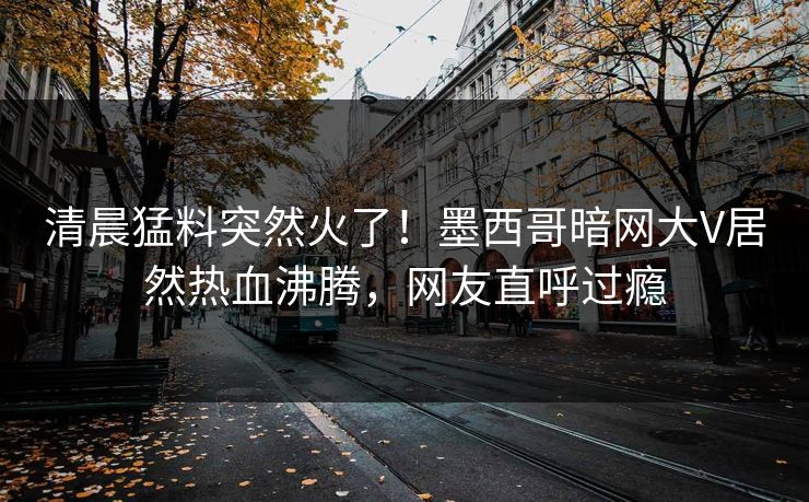 清晨猛料突然火了！墨西哥暗网大V居然热血沸腾，网友直呼过瘾