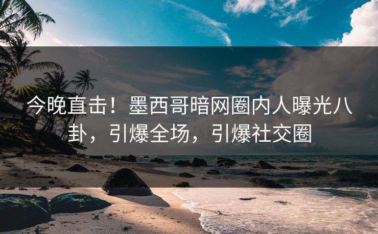 今晚直击！墨西哥暗网圈内人曝光八卦，引爆全场，引爆社交圈