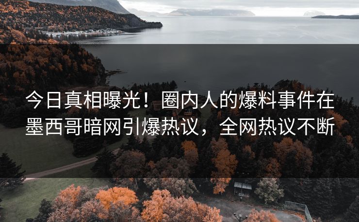 今日真相曝光！圈内人的爆料事件在墨西哥暗网引爆热议，全网热议不断