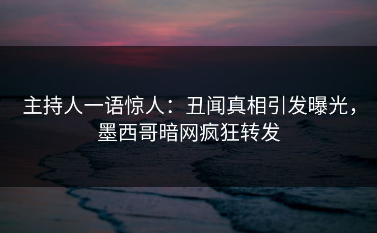 主持人一语惊人：丑闻真相引发曝光，墨西哥暗网疯狂转发