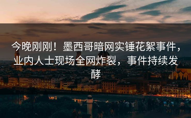 今晚刚刚！墨西哥暗网实锤花絮事件，业内人士现场全网炸裂，事件持续发酵