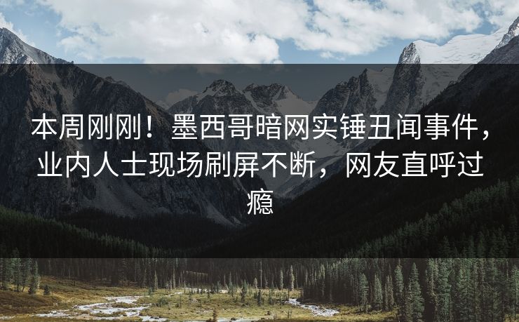 本周刚刚！墨西哥暗网实锤丑闻事件，业内人士现场刷屏不断，网友直呼过瘾