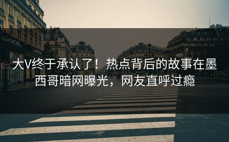大V终于承认了！热点背后的故事在墨西哥暗网曝光，网友直呼过瘾
