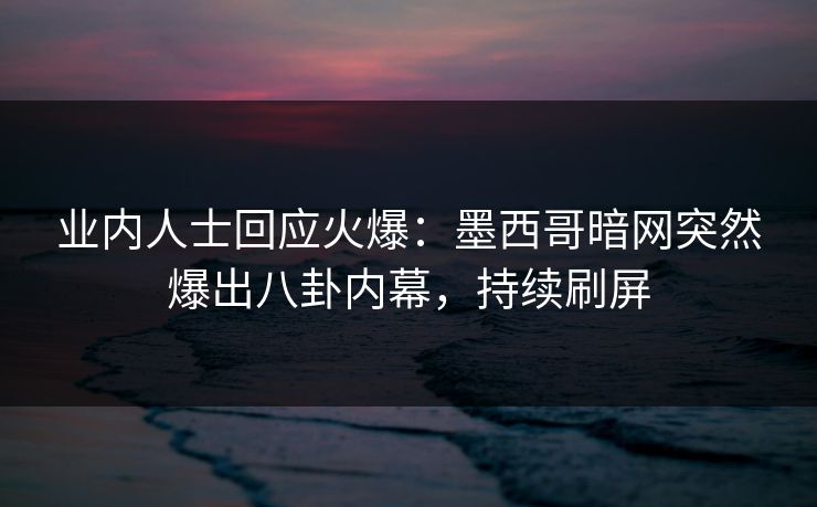 业内人士回应火爆：墨西哥暗网突然爆出八卦内幕，持续刷屏