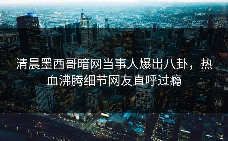 清晨墨西哥暗网当事人爆出八卦，热血沸腾细节网友直呼过瘾