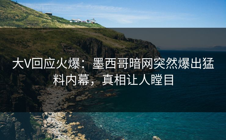 大V回应火爆：墨西哥暗网突然爆出猛料内幕，真相让人瞠目