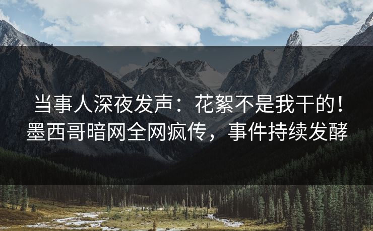 当事人深夜发声：花絮不是我干的！墨西哥暗网全网疯传，事件持续发酵