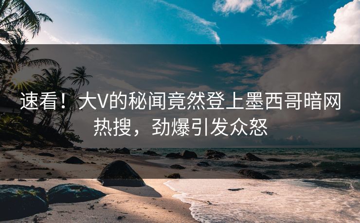 速看！大V的秘闻竟然登上墨西哥暗网热搜，劲爆引发众怒