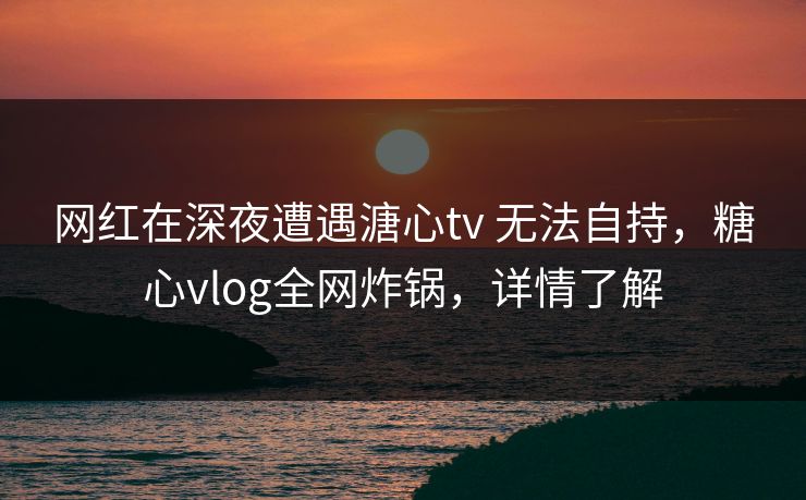 网红在深夜遭遇溏心tv 无法自持，糖心vlog全网炸锅，详情了解